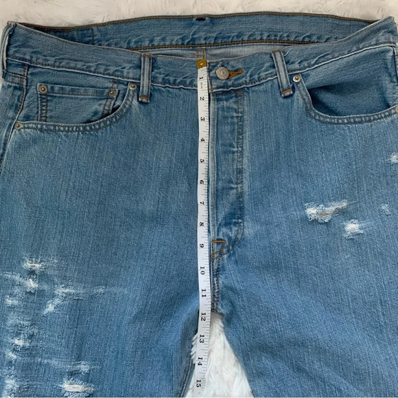 Levi’s 501 original straight button fly, distressed jeans 36 x 32. - Picture 8 of 11
